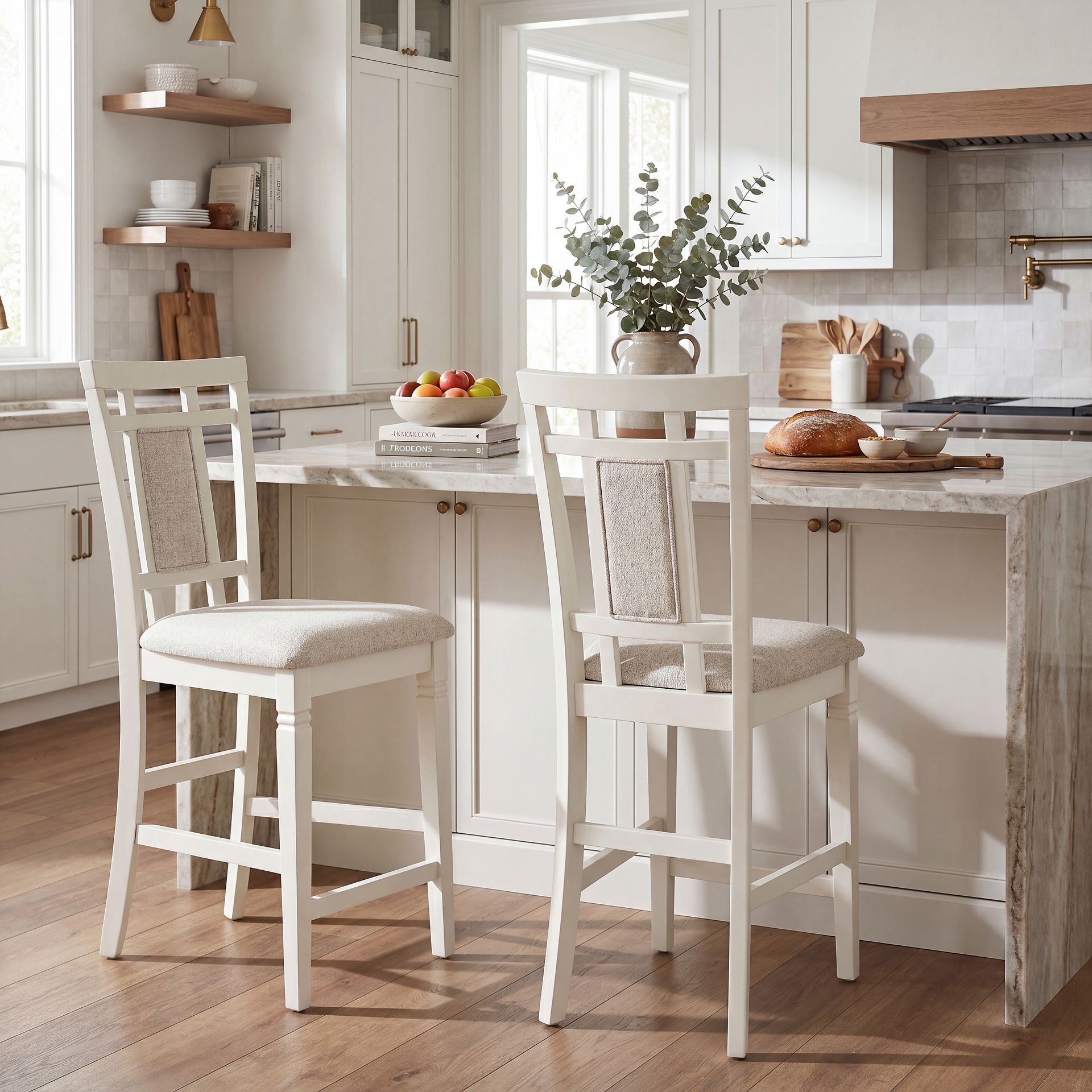 Winslow White 5 Pc Square Counter Height Dining Room with Upholstered Stools - Image 9