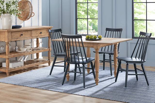 Winsor Natural 5 Pc Drop Leaf Dining Room with Blue Chairs - Thumbnail - Image 1