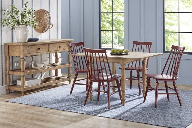Winsor Natural 5 Pc Drop Leaf Dining Room with Red Chairs - Thumbnail - Image 1