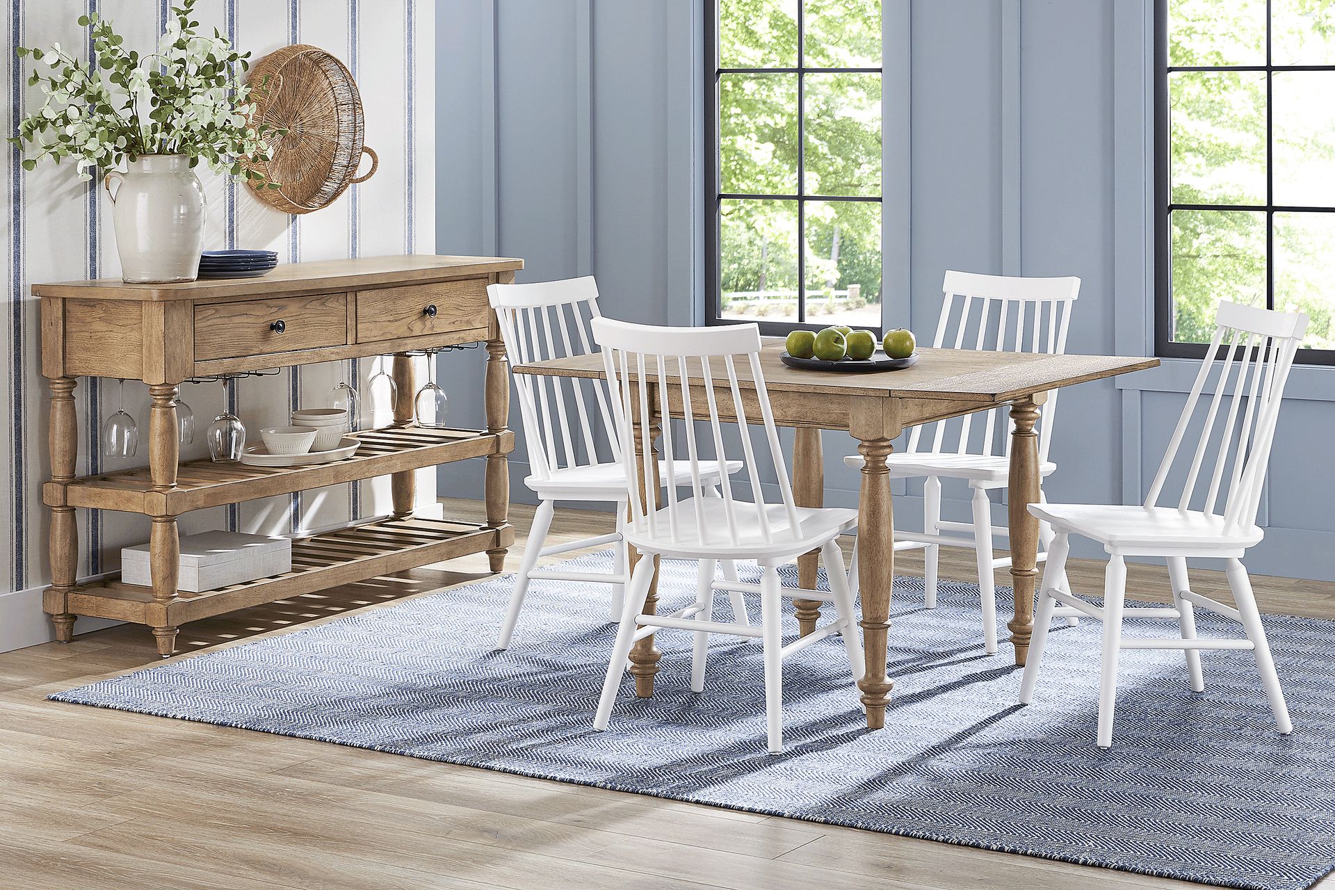 Winsor Natural 5 Pc Drop Leaf Dining Room with White Chairs - Image 1