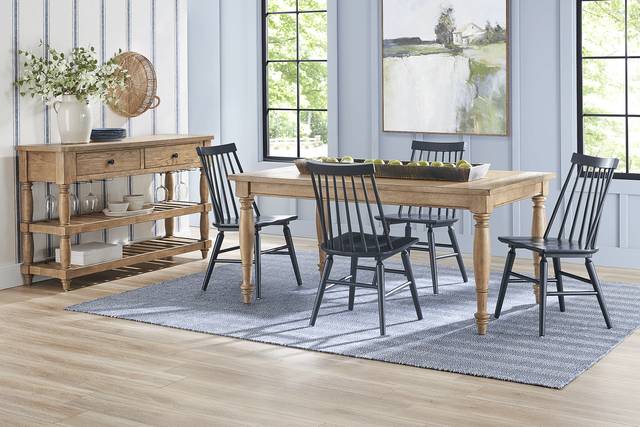 Winsor Natural 5 Pc Rectangle Dining Room with Blue Chairs - Thumbnail - Image 1
