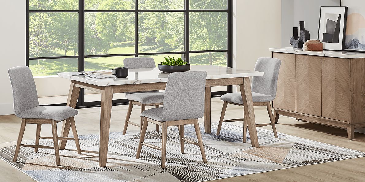 Winston Court Natural 5 Pc Rectangle Dining Room with Gray Chairs