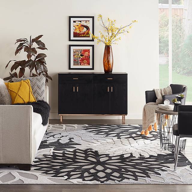 Winthrone Black/White 7'10 x 10'6 Indoor/Outdoor Rug - Thumbnail - Image 3