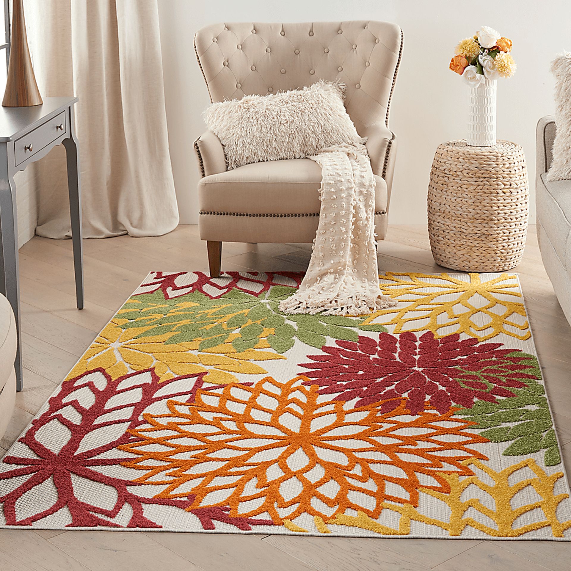 Winthrone Red/Multi 5'3 x 7'5 Indoor/Outdoor Rug - Image 4