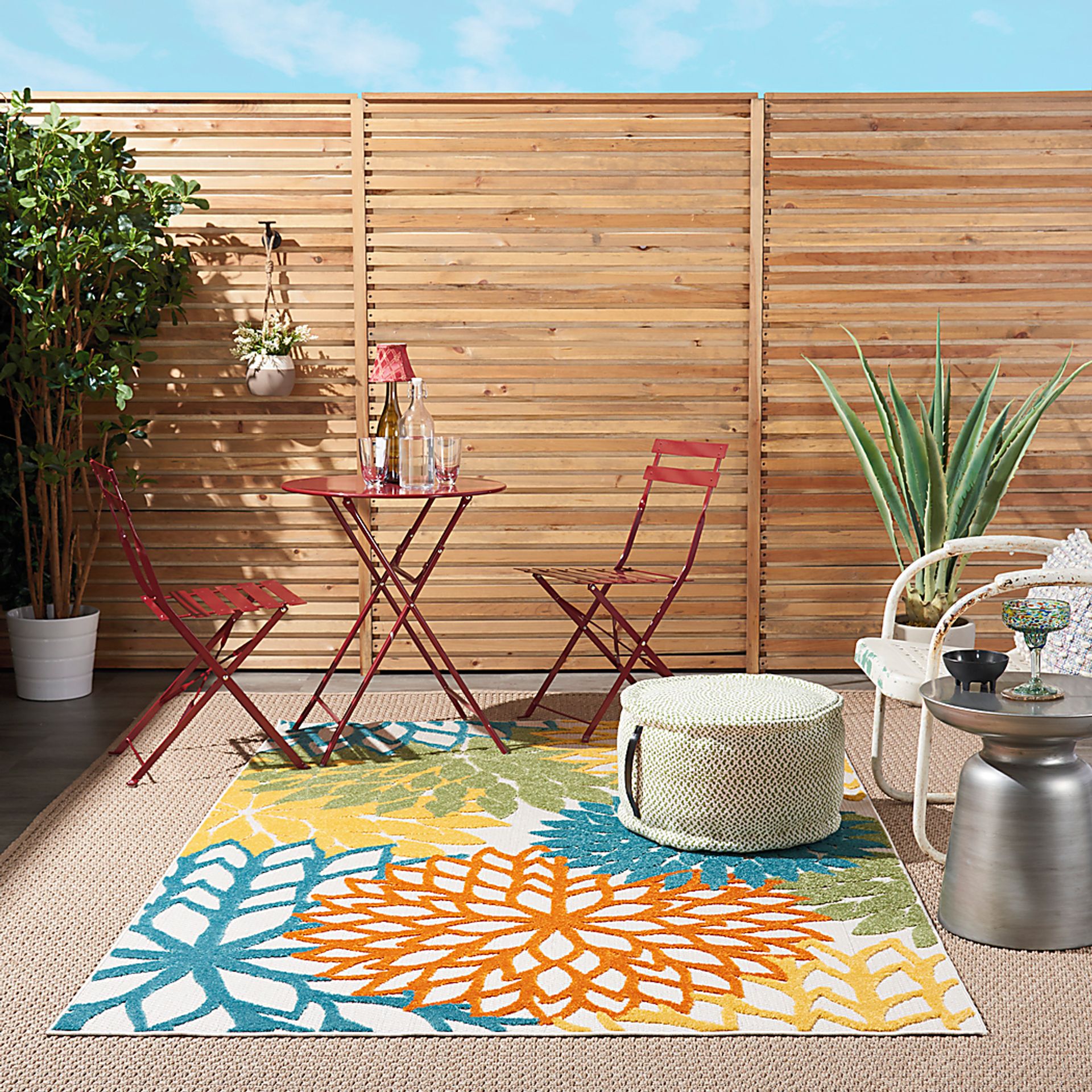 Winthrone Turquoise/Multi 5'3 x 7'5 Indoor/Outdoor Rug - Image 2