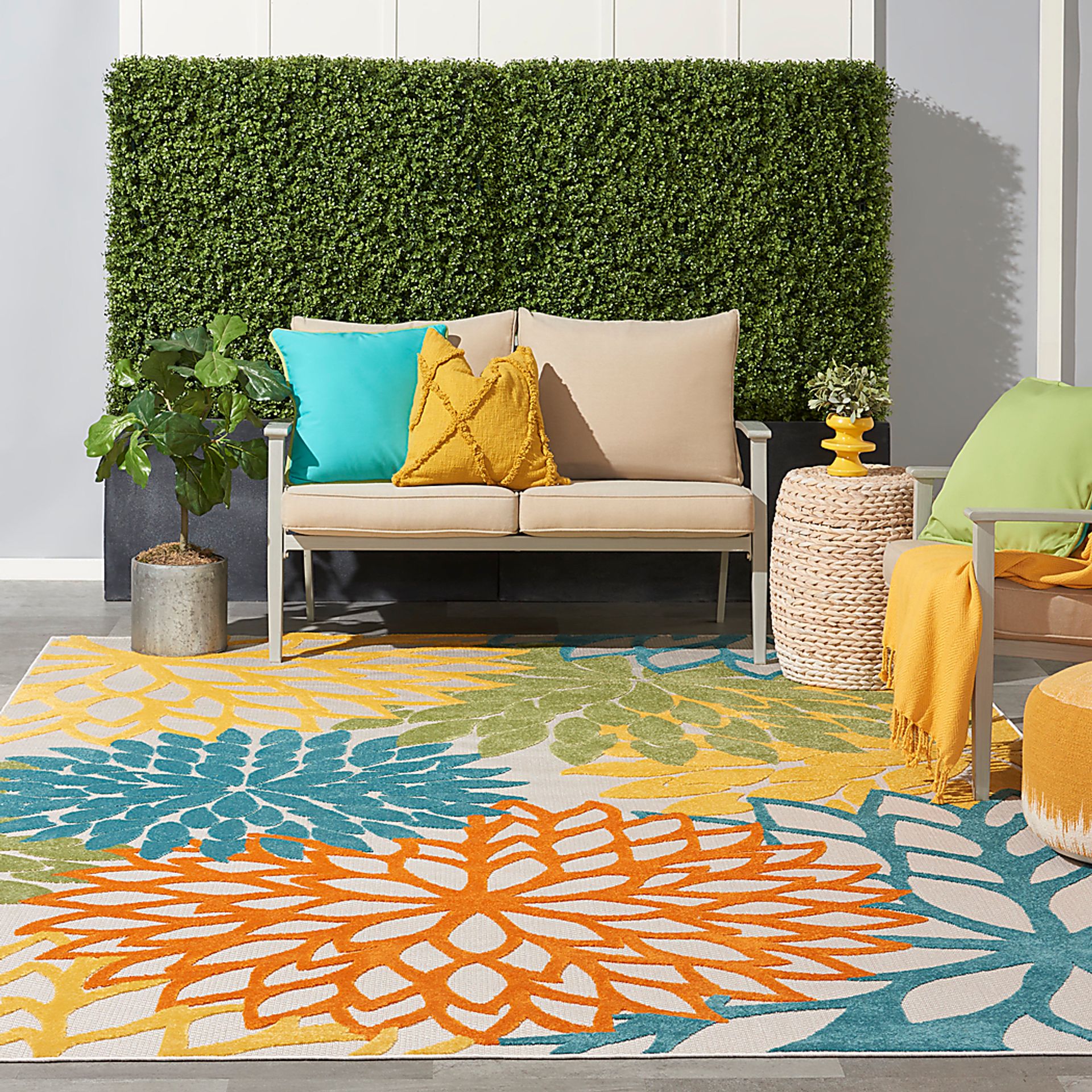 Winthrone Turquoise/Multi 7'10 x 10'6 Indoor/Outdoor Rug - Image 2