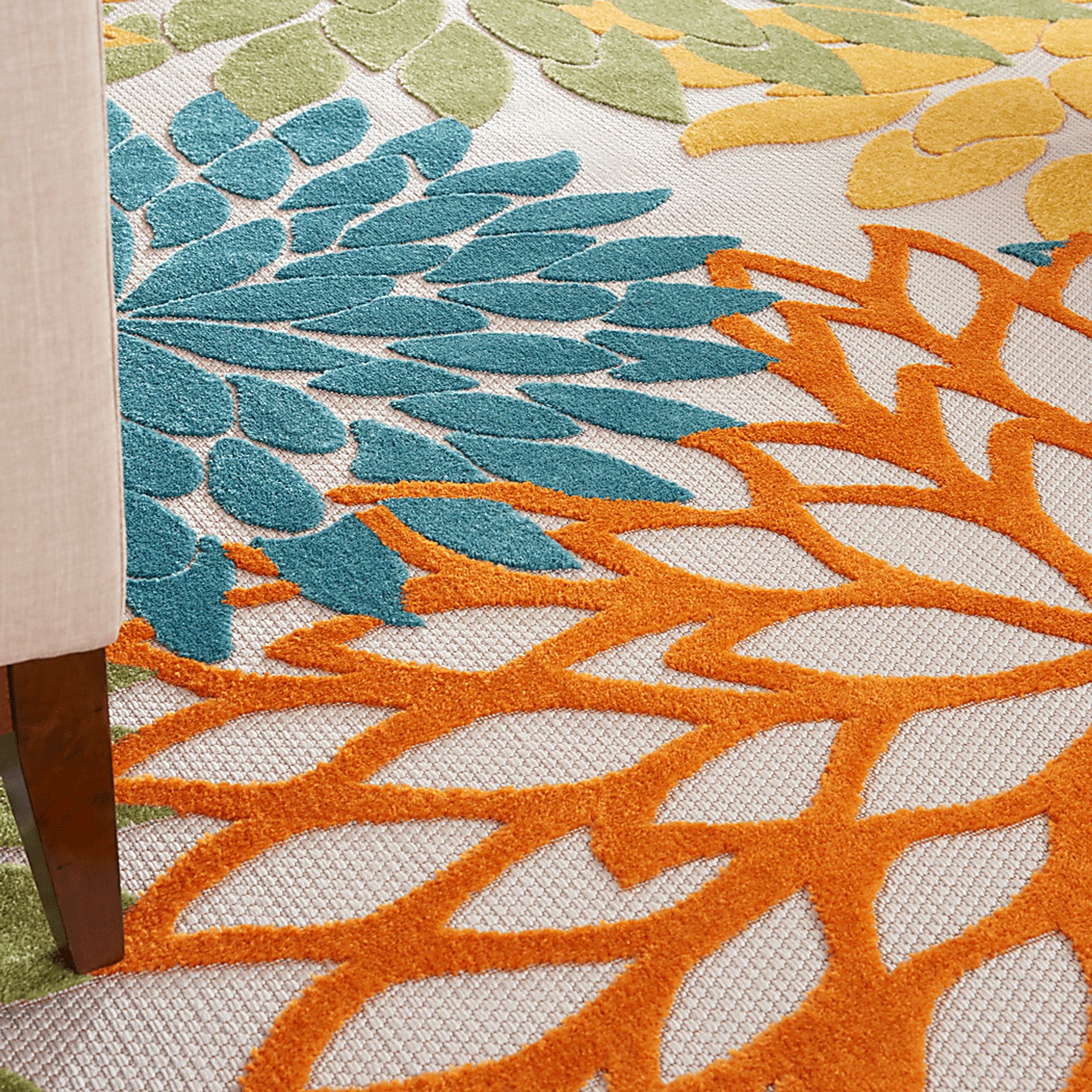 Winthrone Turquoise/Multi 7'10 x 10'6 Indoor/Outdoor Rug - Image 5