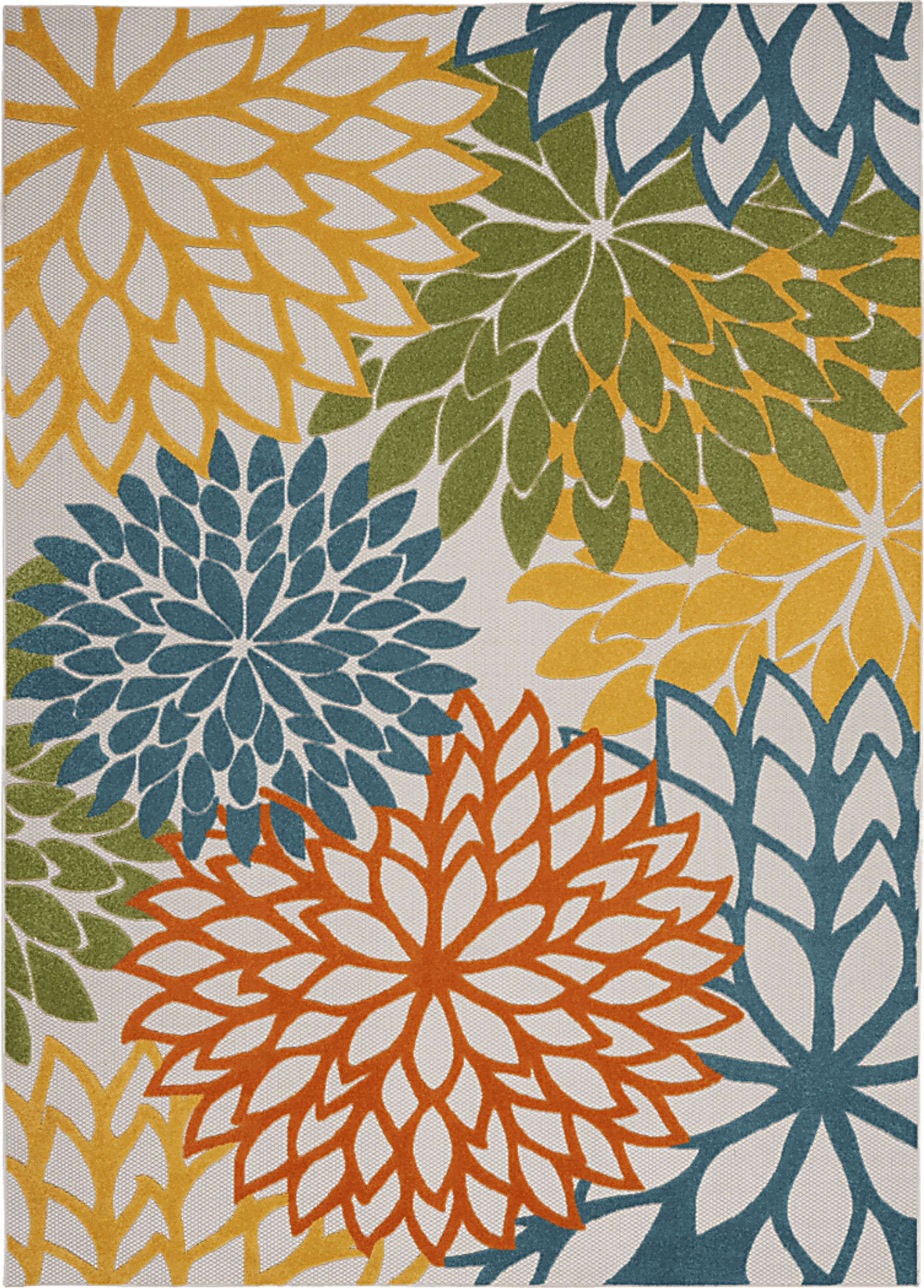 Winthrone Turquoise/Multi 7'10 x 10'6 Indoor/Outdoor Rug - Image 1