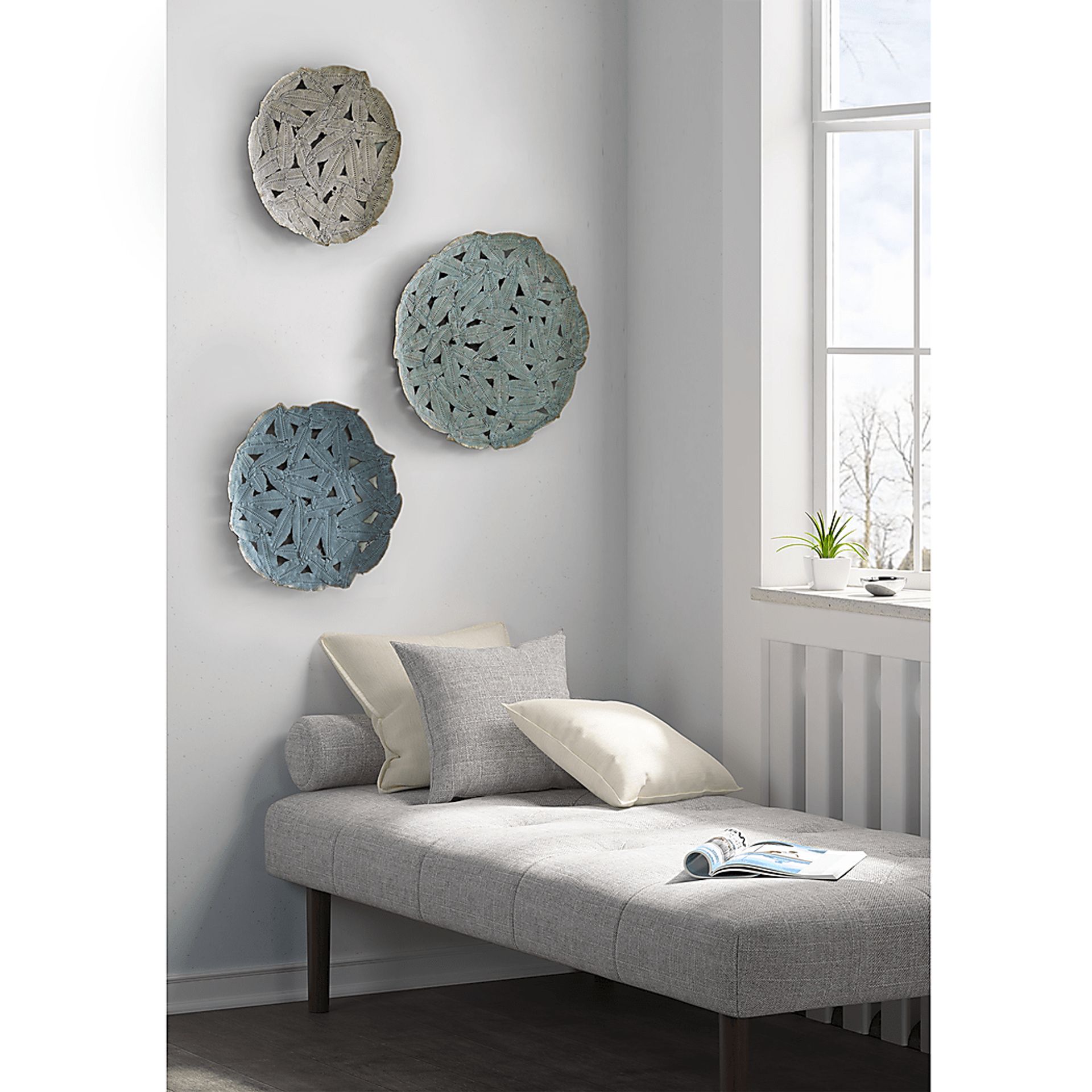 Wiskon Blue Iron Painted Wall Decor Set of 3 - Image 12