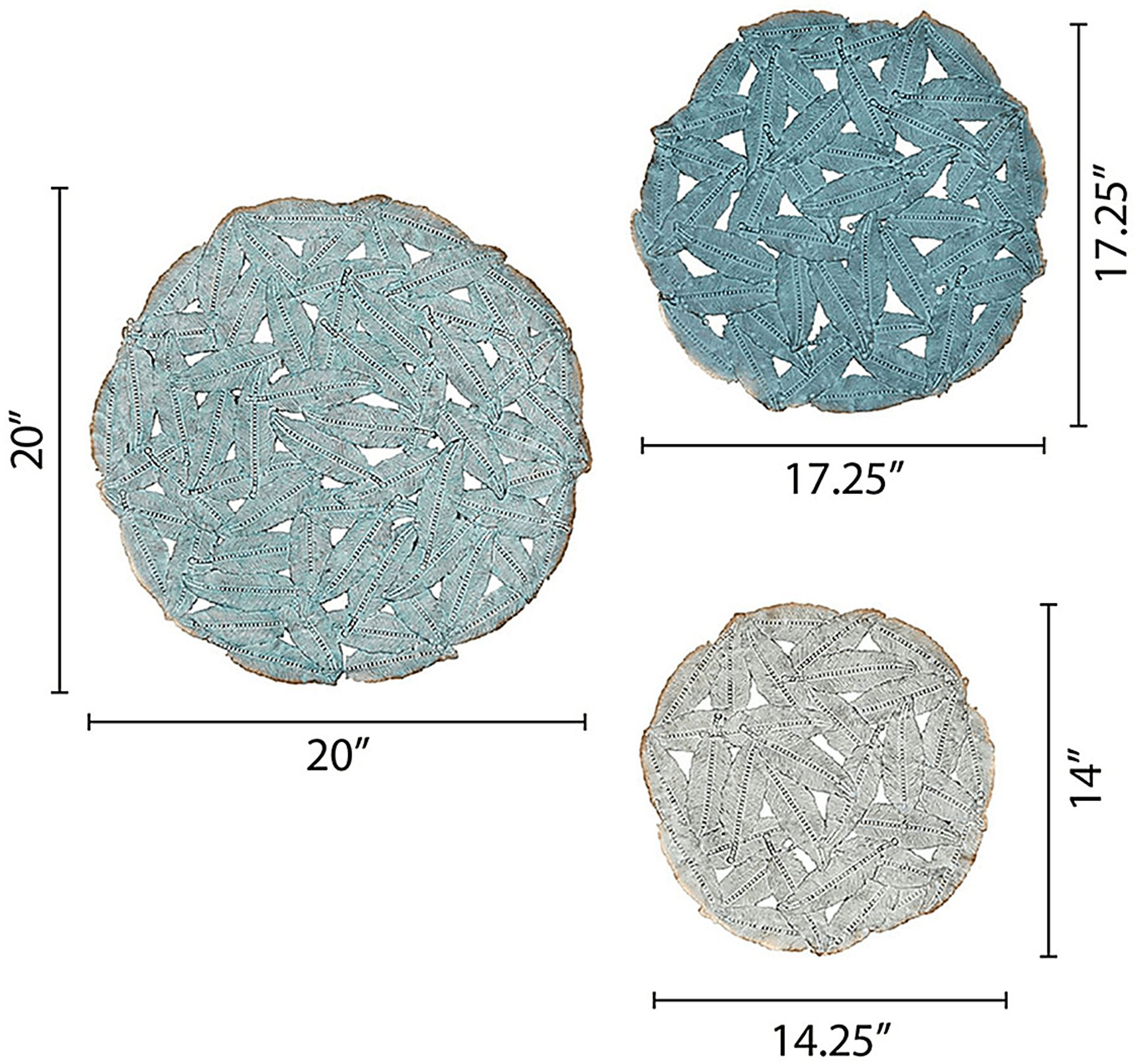Wiskon Blue Iron Painted Wall Decor Set of 3 - Image 13