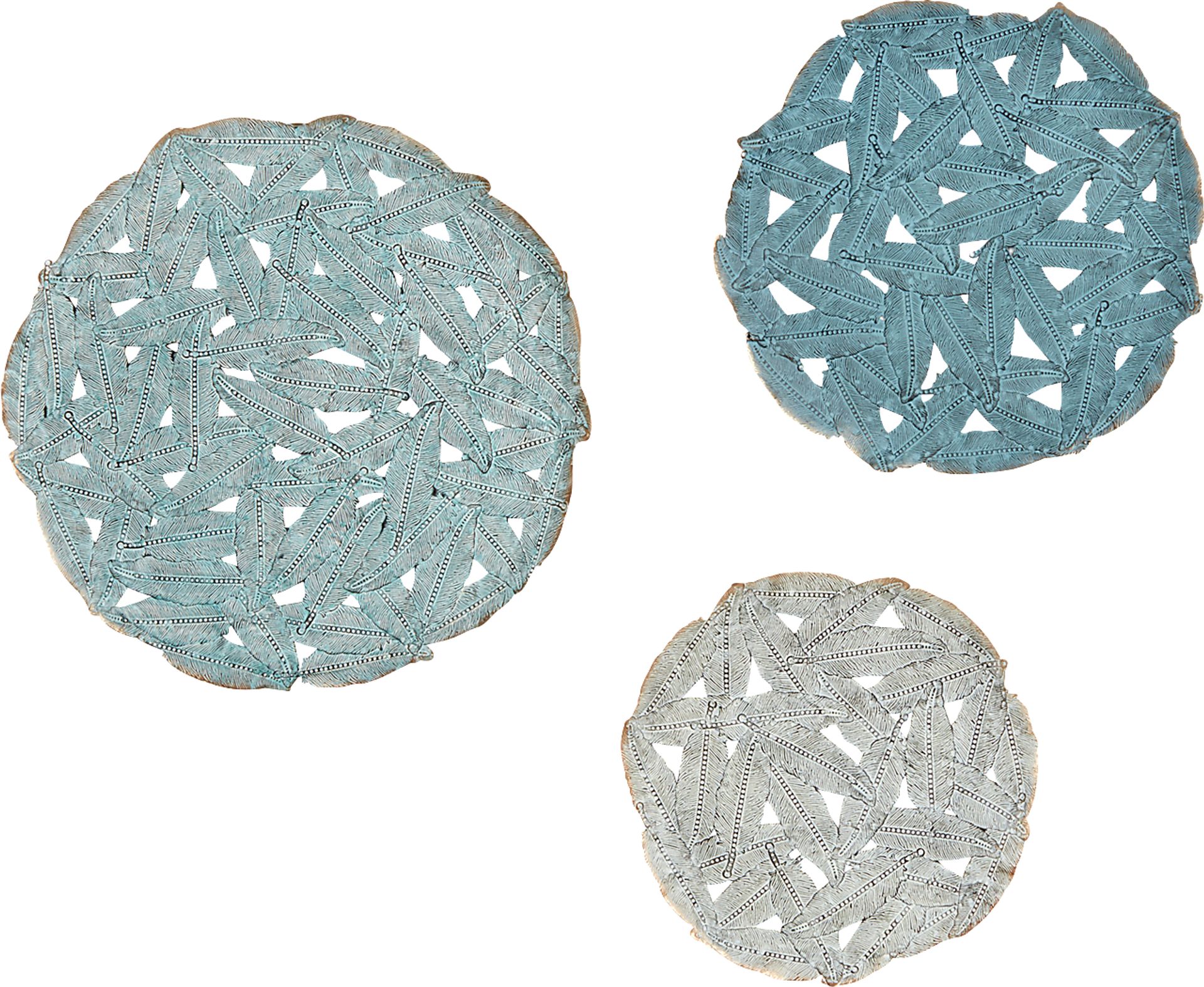 Wiskon Blue Iron Painted Wall Decor Set of 3 - Image 1