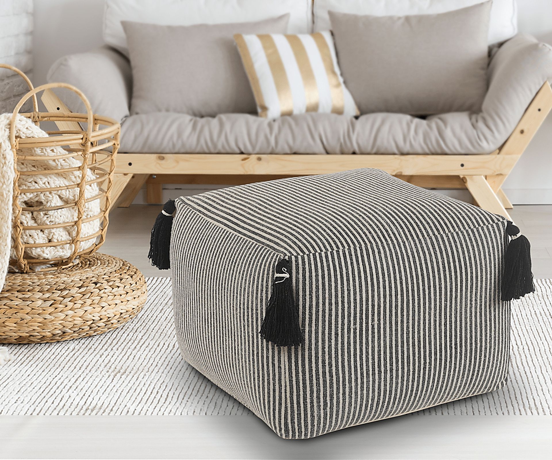 Witboi Gray/Black Pouf - Image 2