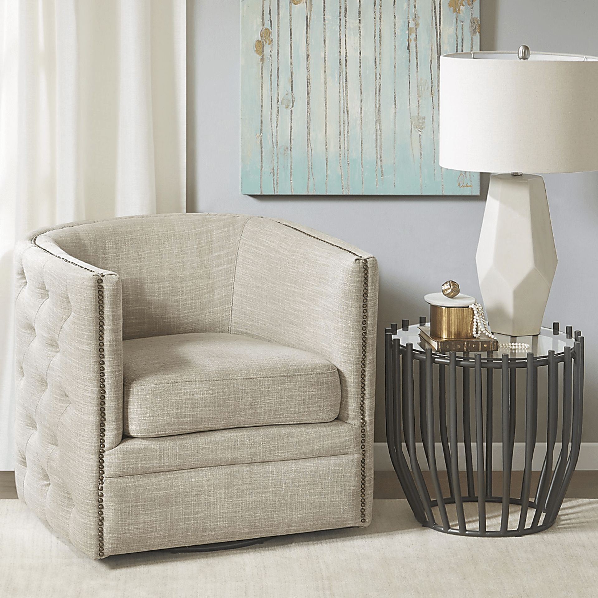 Wittmer Cream Accent Swivel Chair - Image 5