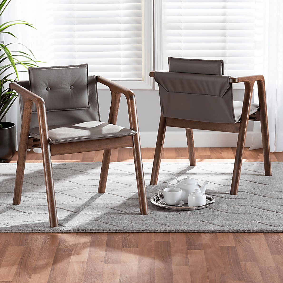 Wogan Gray Arm Chair, Set of 2
