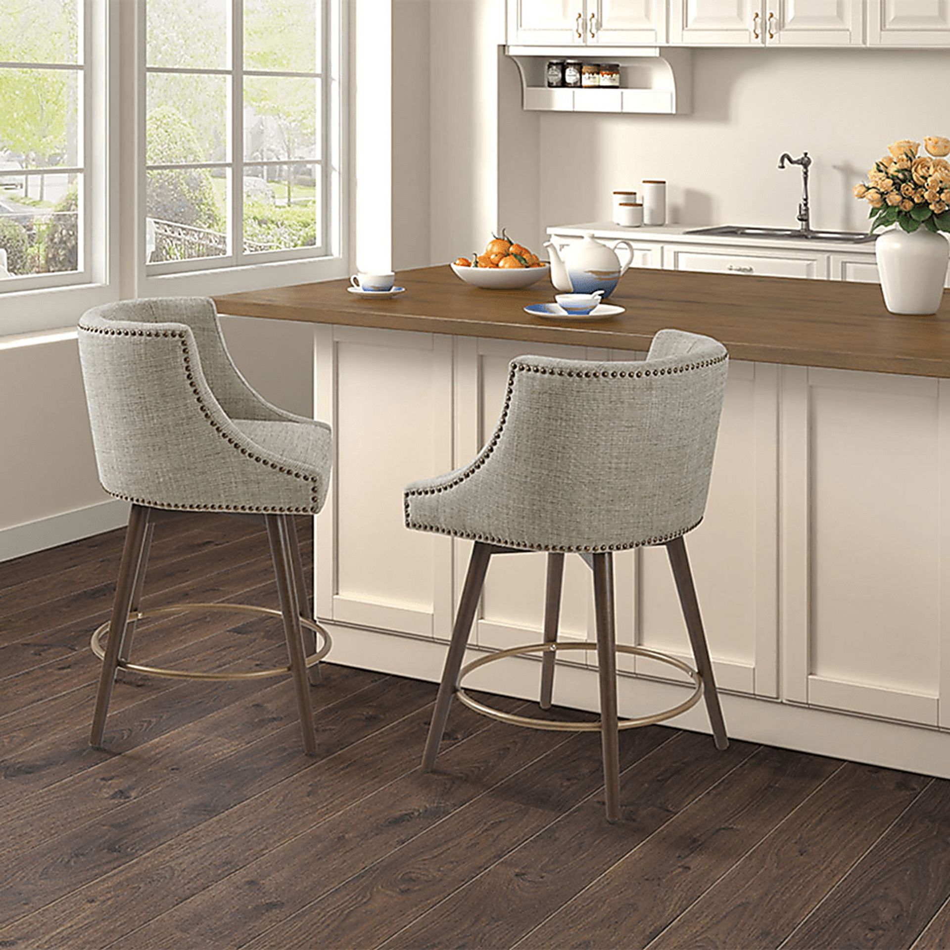 Wolfboro Beige Swivel Counter Height Stool - Image 7