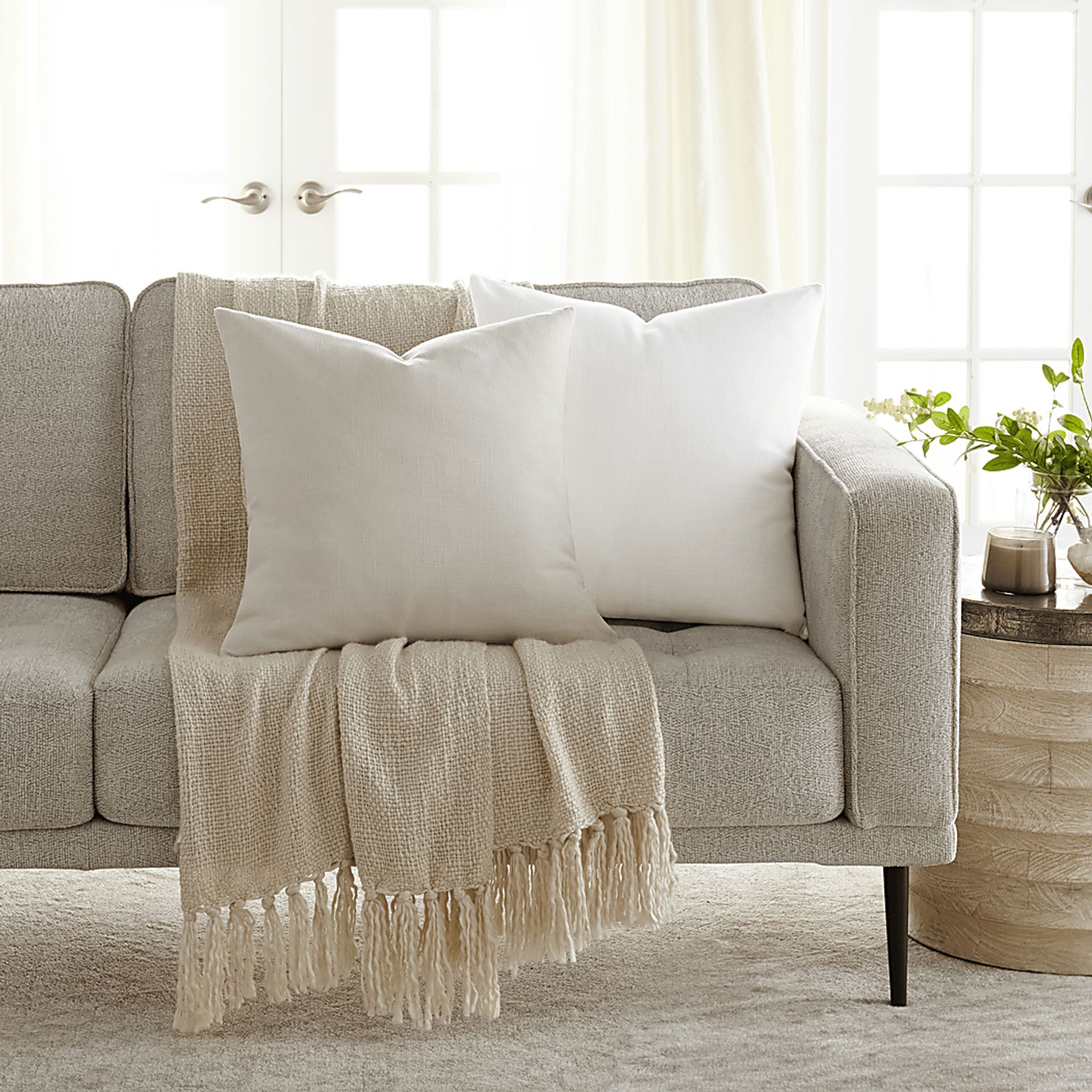 Wolfe Natural/White Accent Pillow Set of 2 - Image 2