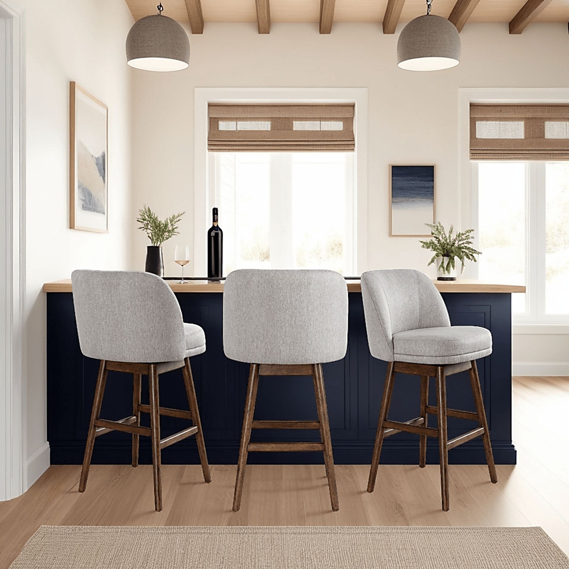 Wolfphone II Dark Brown and Taupe Barstool - Image 2