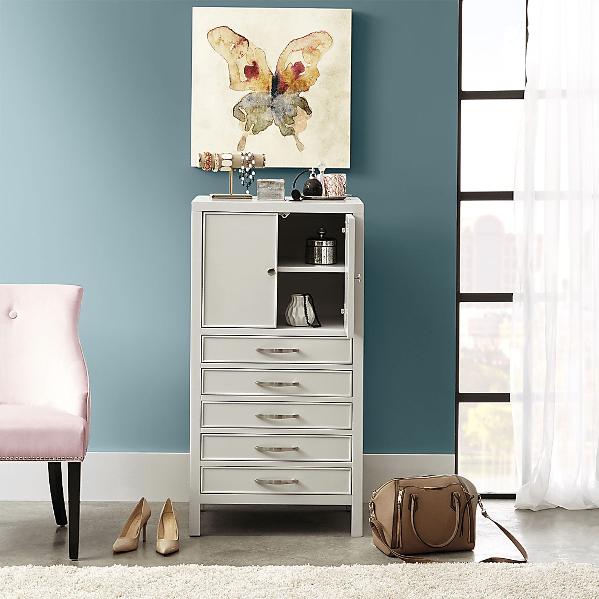 Wonderstock Gray Jewelry Armoire - Image 9