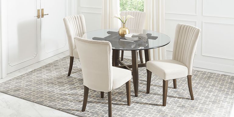 Woodland Avenue Brown 5 Pc Round Dining Set with Sand Chairs