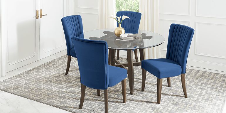 Woodland Avenue Brown 5 Pc Round Dining Set with Sapphire Chairs