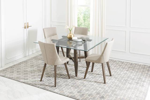 Woodland Avenue Brown 5 Pc Square Dining Set with Sand Chairs - Thumbnail - Image 1