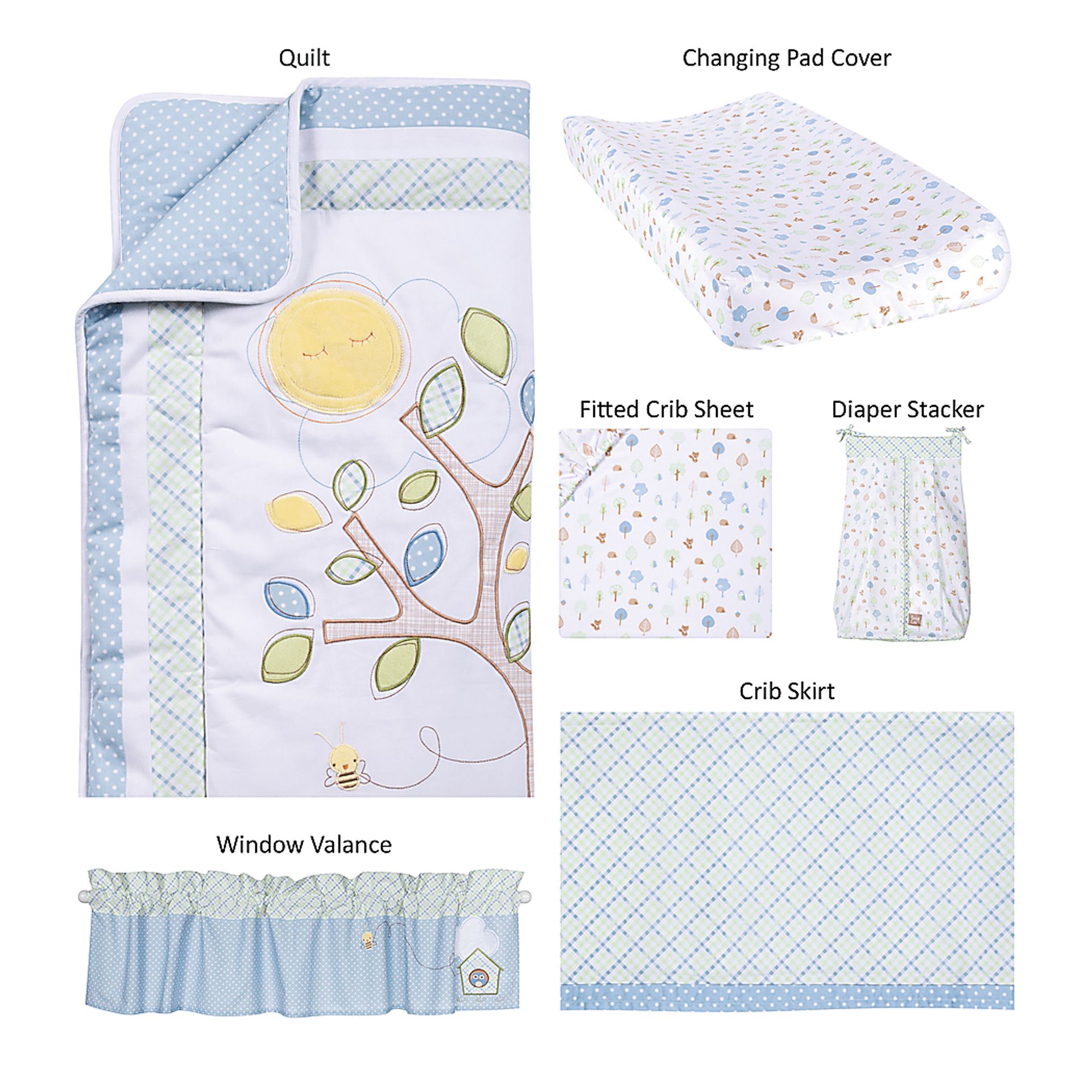 Woodland Storytime Blue 6 Pc Baby Bedding Set - Image 2