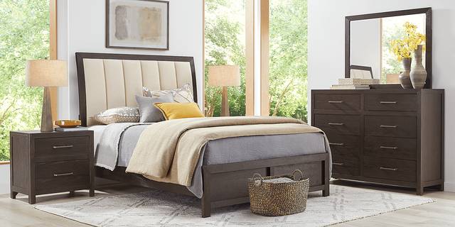 Woodley Dark Brown 3 Pc King Upholstered Bed - Thumbnail - Image 2