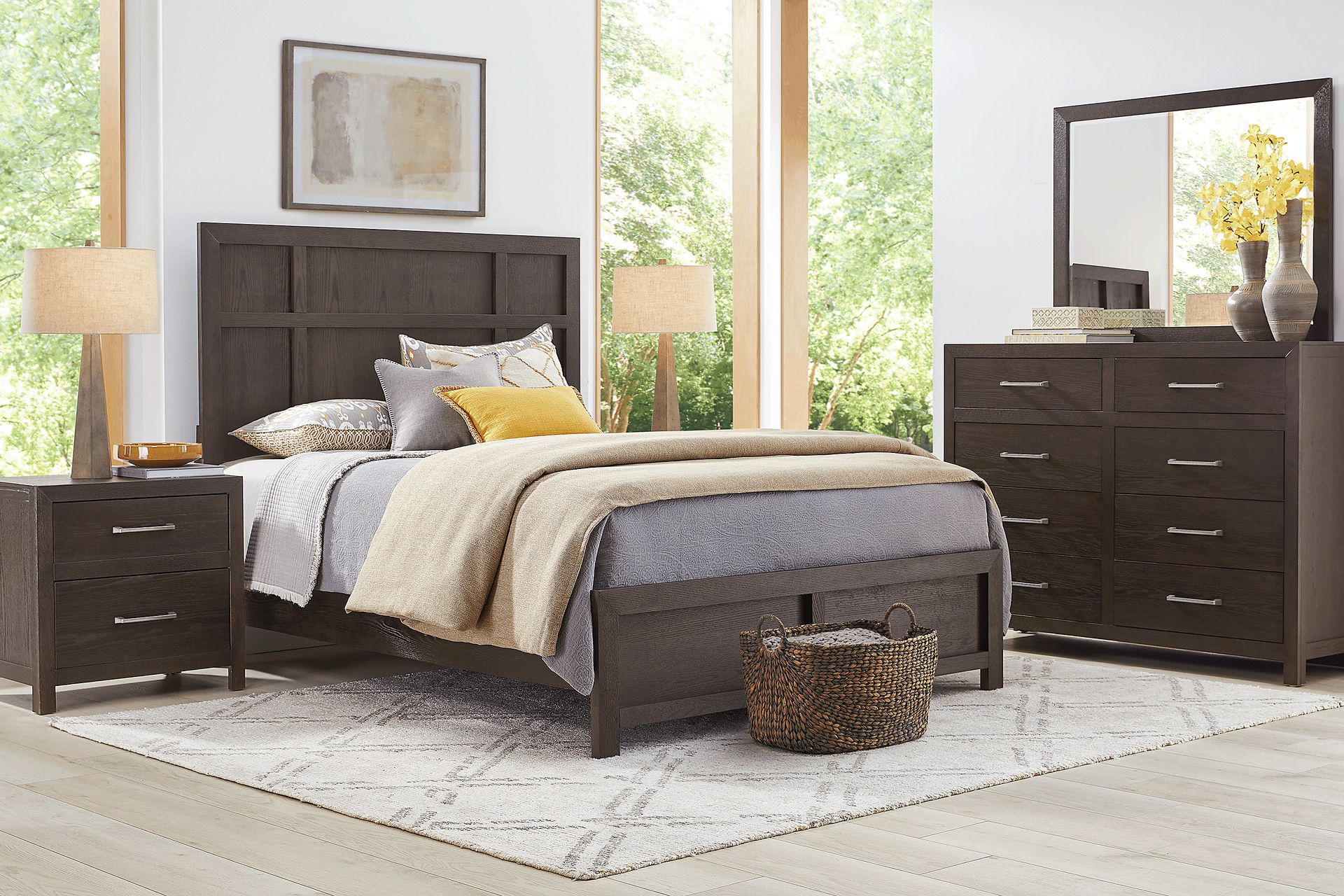 Woodley Dark Brown 5 Pc Queen Panel Bedroom - Image 1