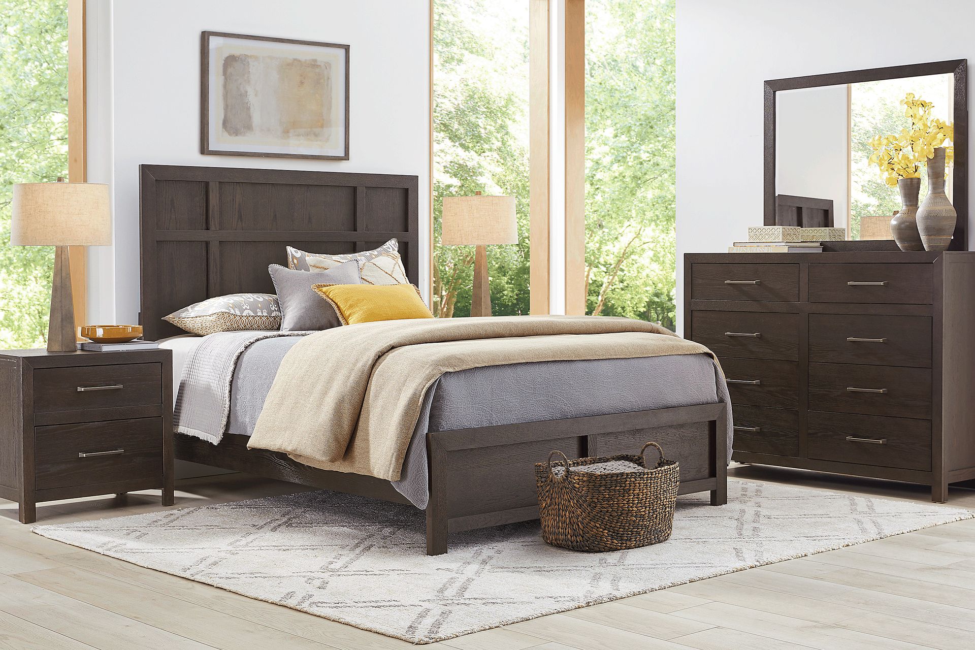 Woodley Dark Brown 7 Pc Queen Panel Bedroom - Image 1