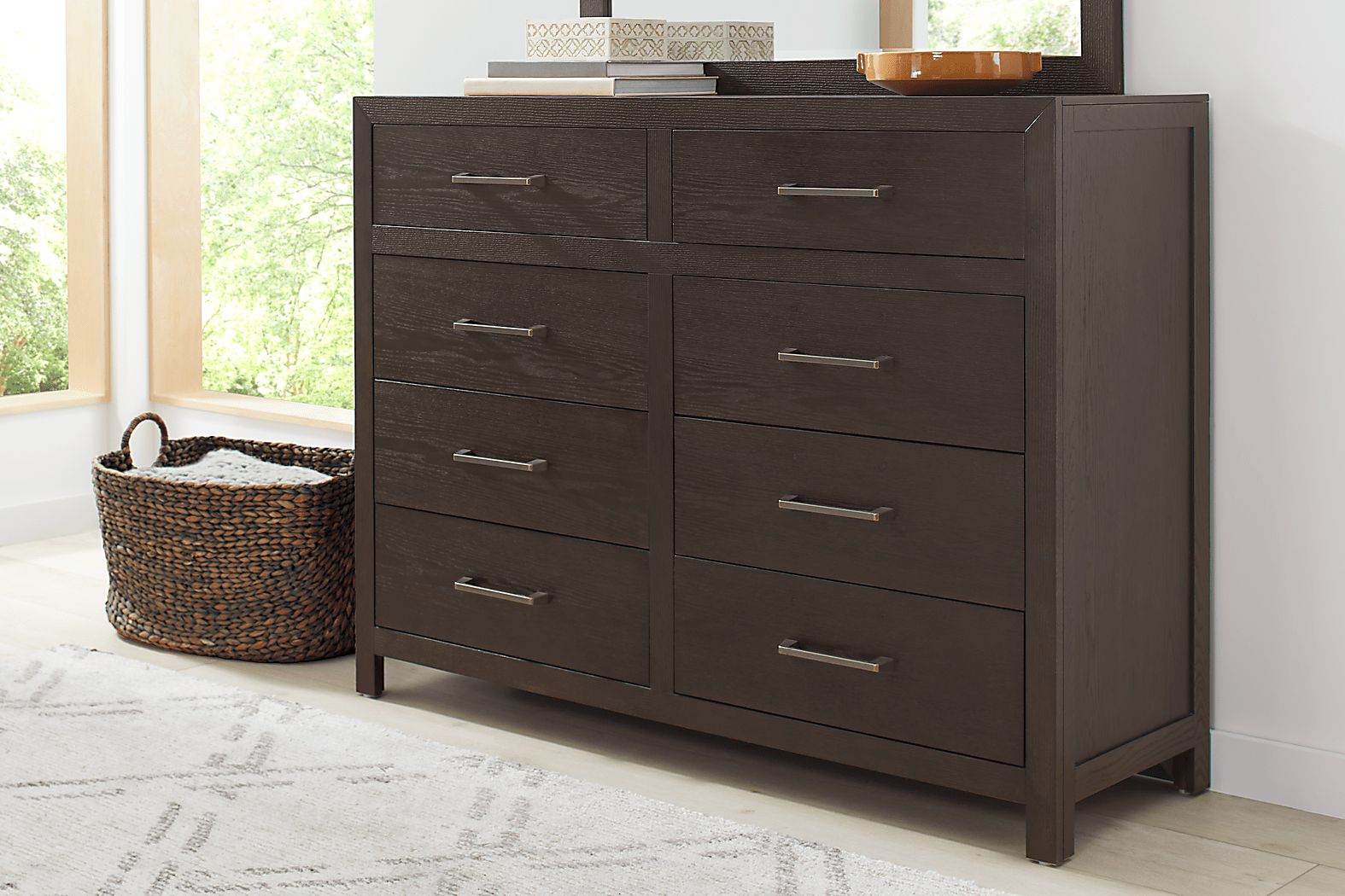 blue dress for baby girl Luxenhome Modern Walnut Finish 6-Drawer Dresser, Engineered Wood Storage Chest with Rounded Corners main image 1