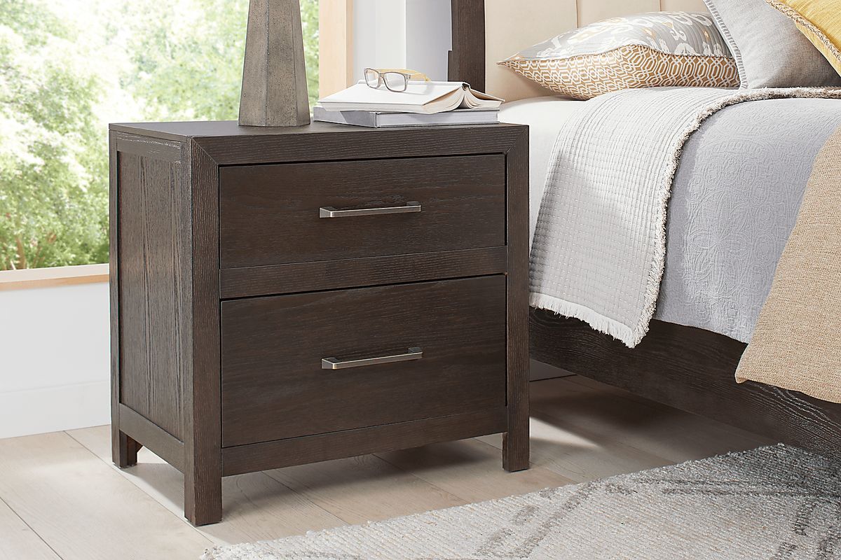 Woodley 5 Pc Dark Brown Wood Queen Bedroom Set With 3 Pc Queen Panel ...