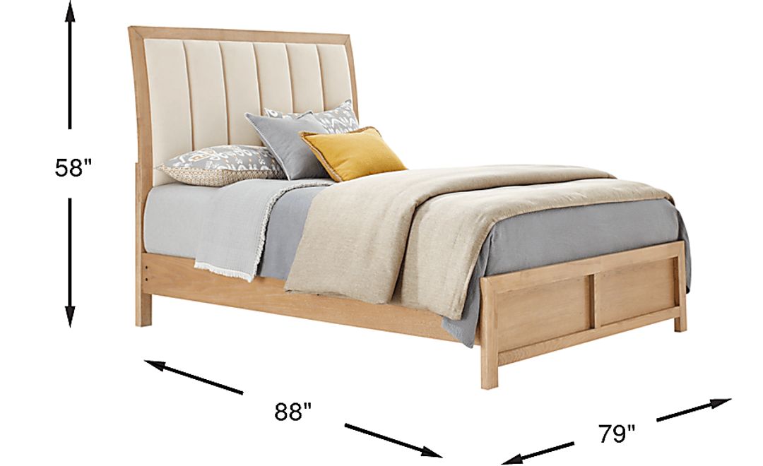 Woodley Natural 3 Pc King Upholstered Bed