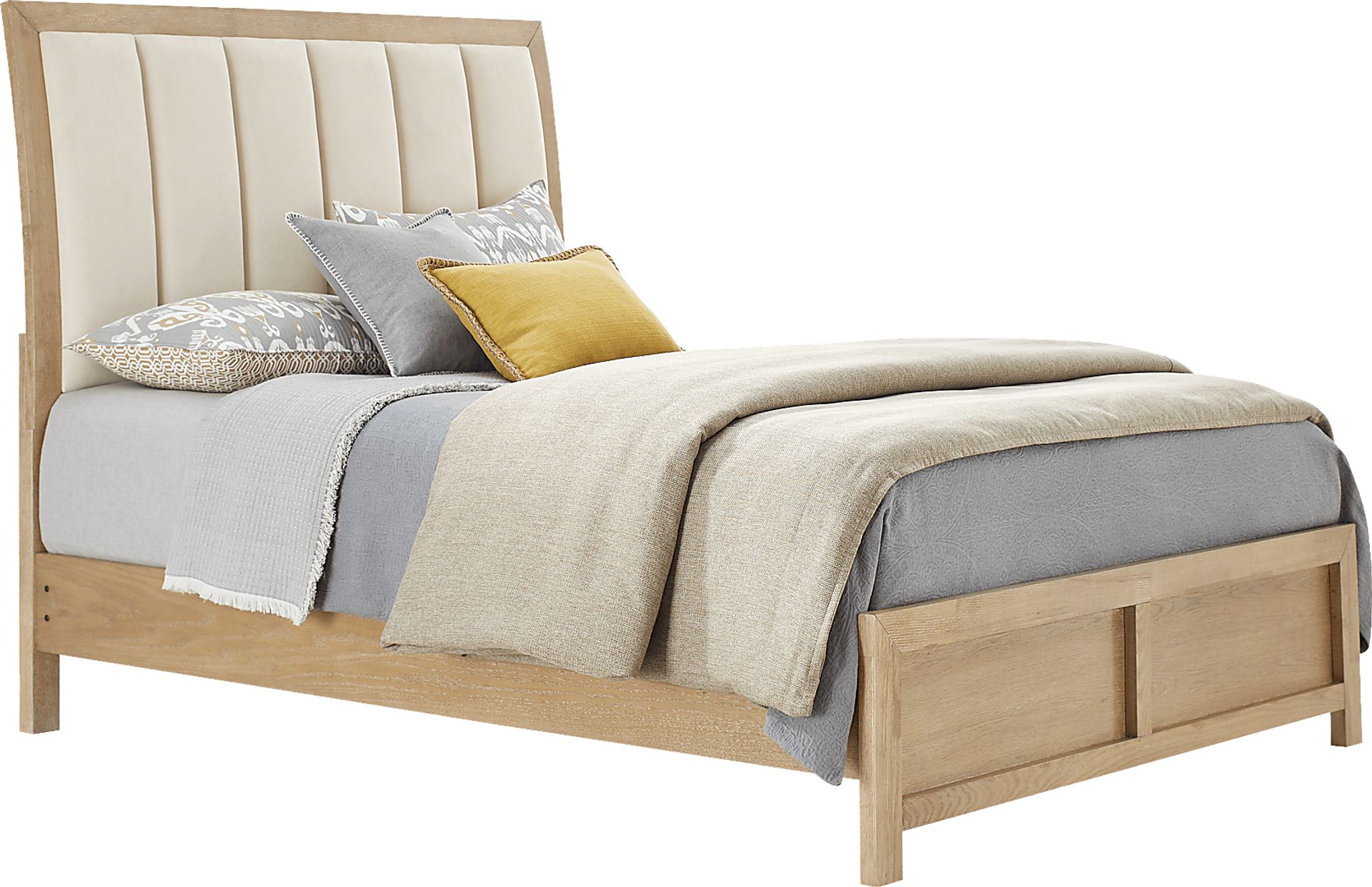 Woodley Natural 3 Pc King Upholstered Bed - Image 1