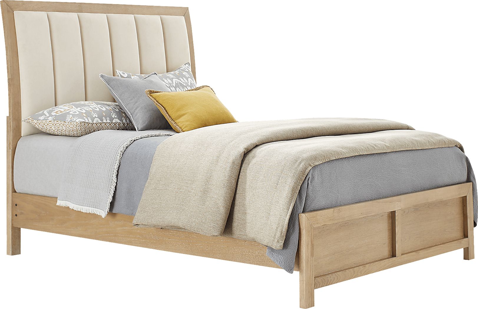 Woodley Natural Light Wood Queen Sleigh Bed 3 Pc