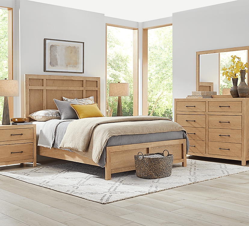 Woodley Natural 5 Pc King Panel Bedroom