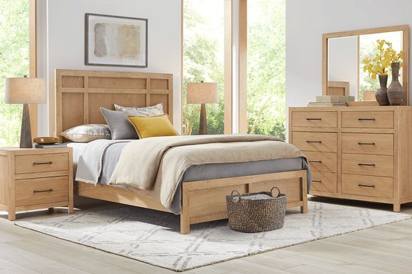Woodley Natural 5 Pc King Panel Bedroom