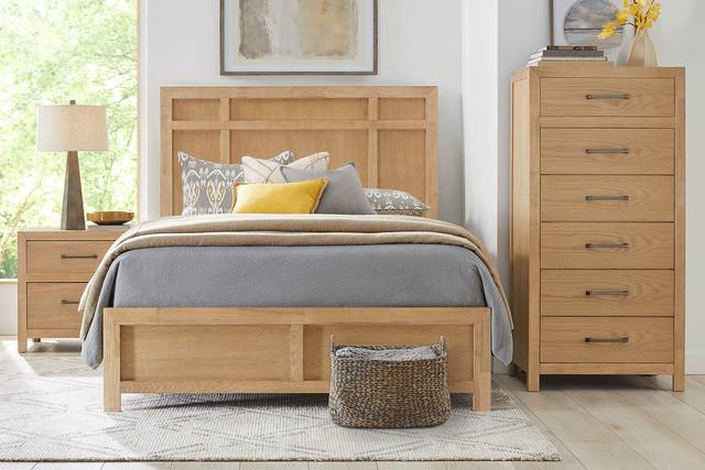 Woodley Natural 5 Pc King Panel Bedroom - Thumbnail - Image 1