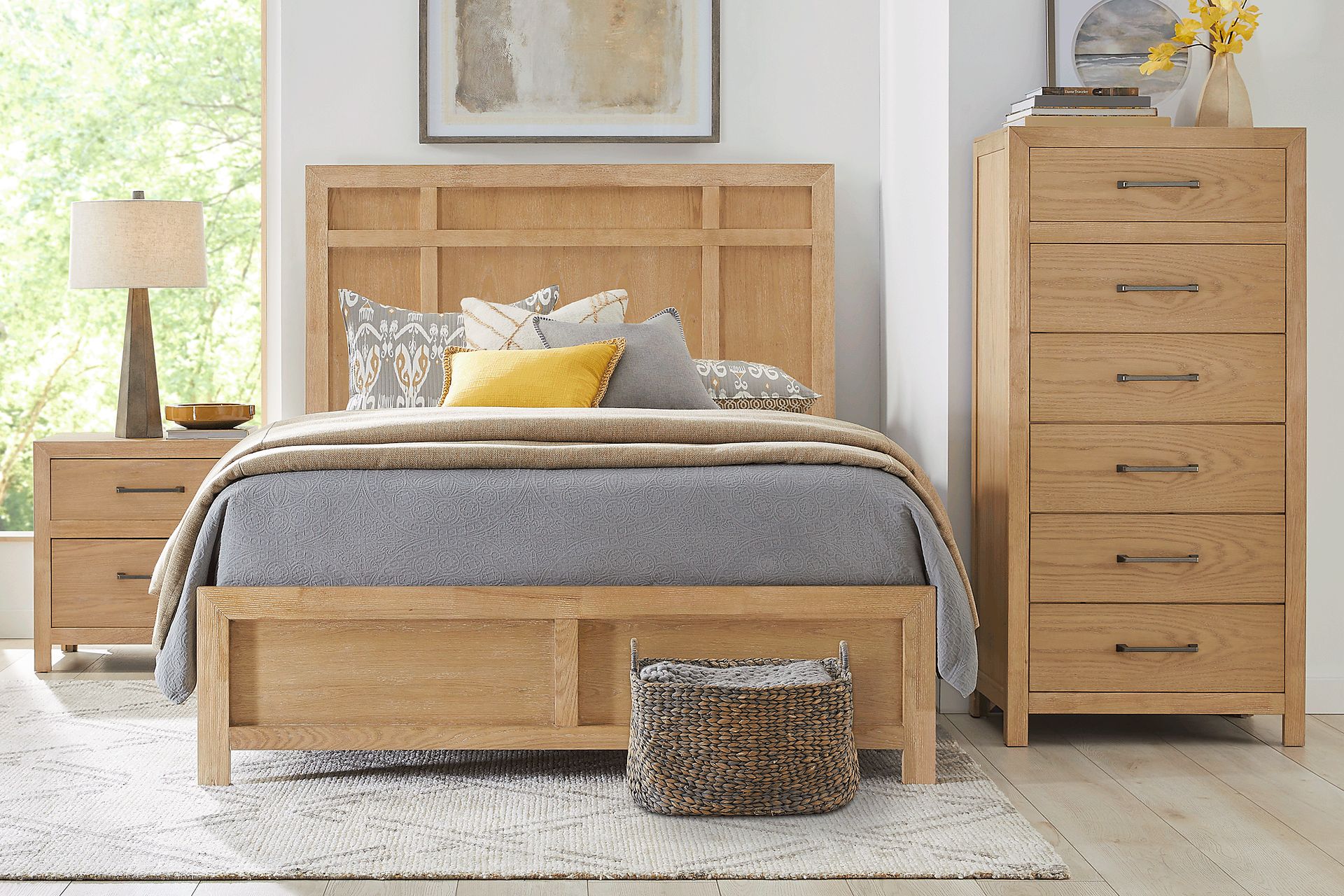 Woodley Natural 5 Pc King Panel Bedroom - Image 1