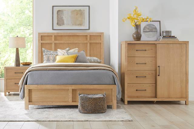 Woodley Natural 5 Pc King Panel Bedroom - Thumbnail - Image 1