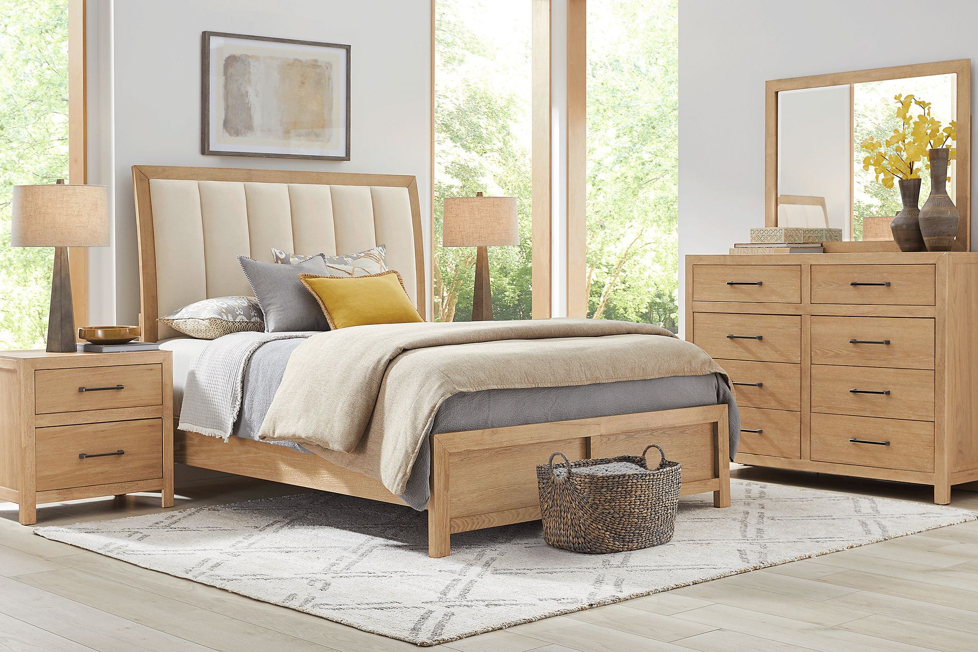 Woodley Natural 3 Pc King Upholstered Bed - Image 2
