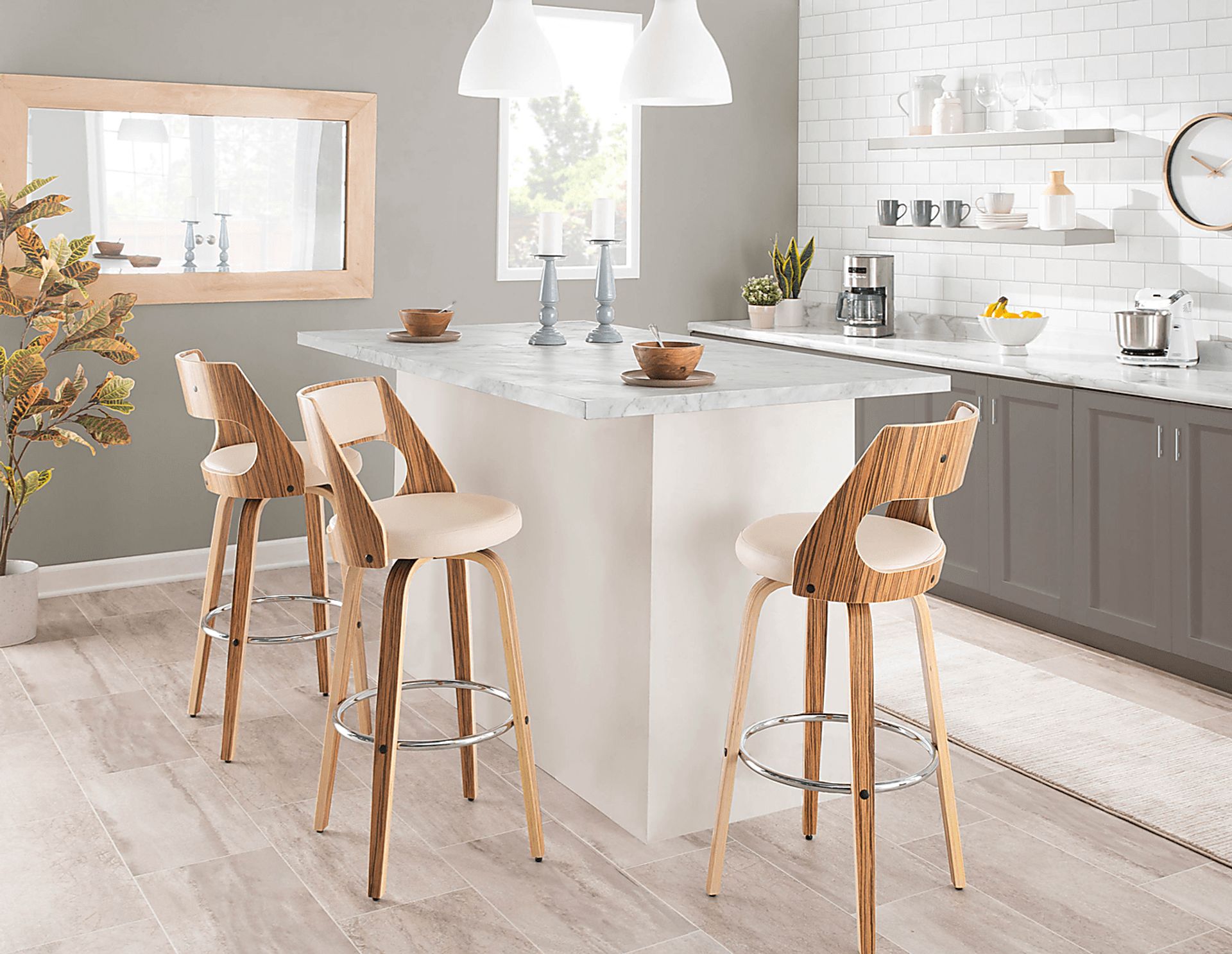Woodstead Cream Barstool, Set of 2 - Image 5
