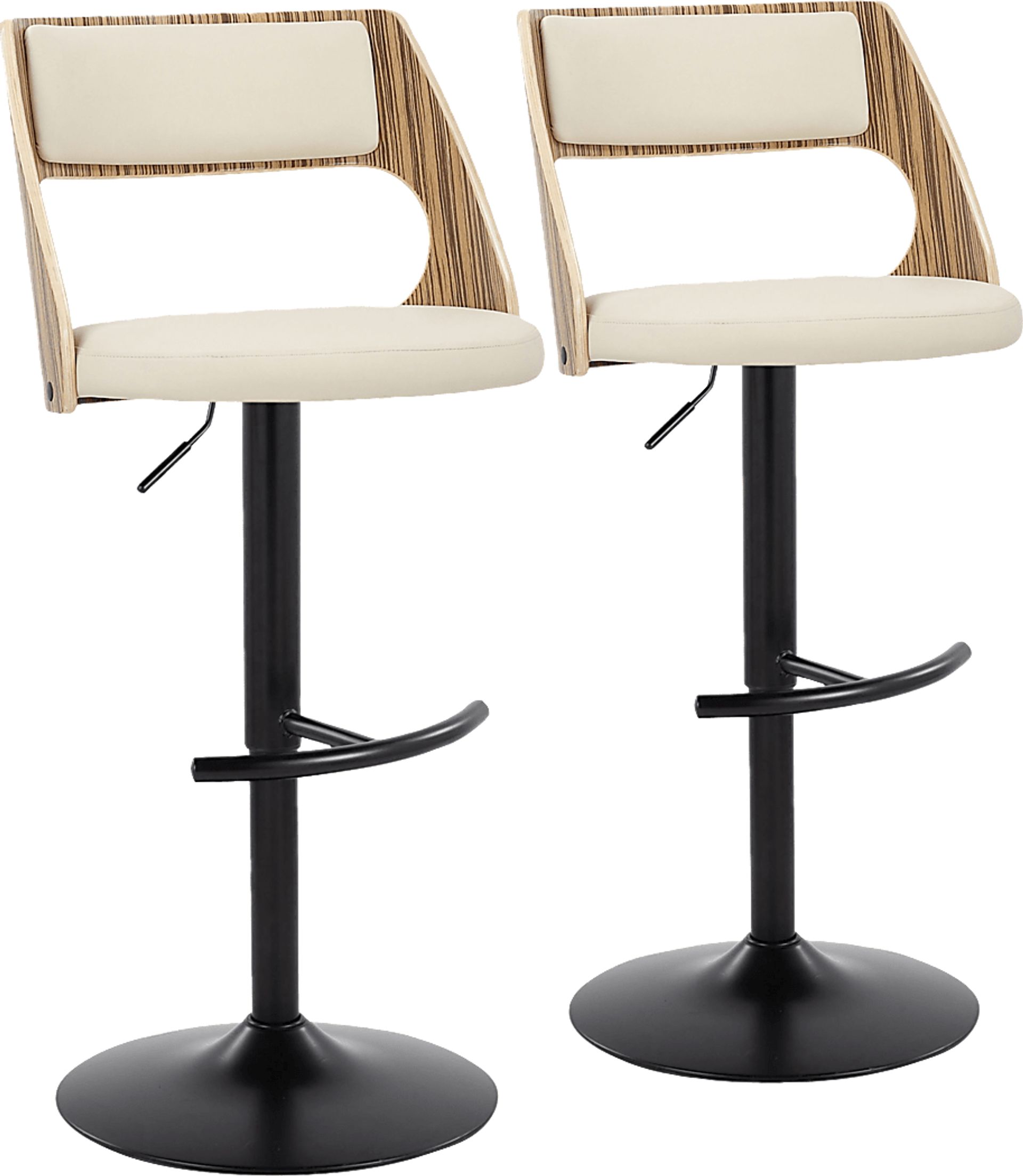 Woodstead II Cream Adjustable Swivel Barstool, Set of 2 - Image 1