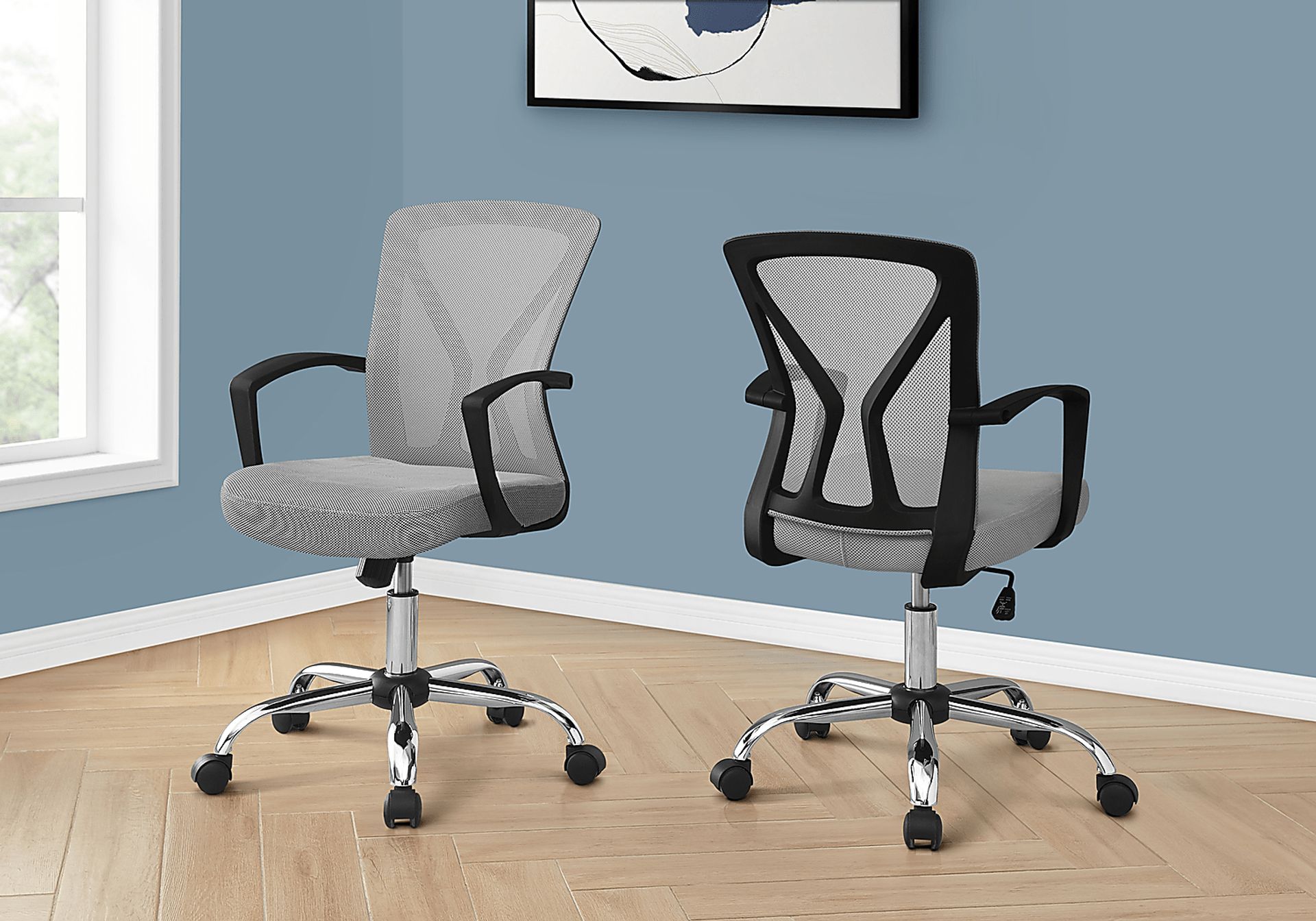 Woodwardia Gray Chrome Office Chair - Image 4