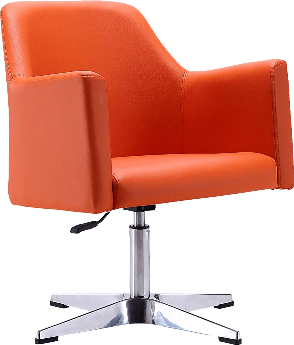 Woolfram Orange Orange,Red Faux Leather Fabric Swivel Accent Chair ...