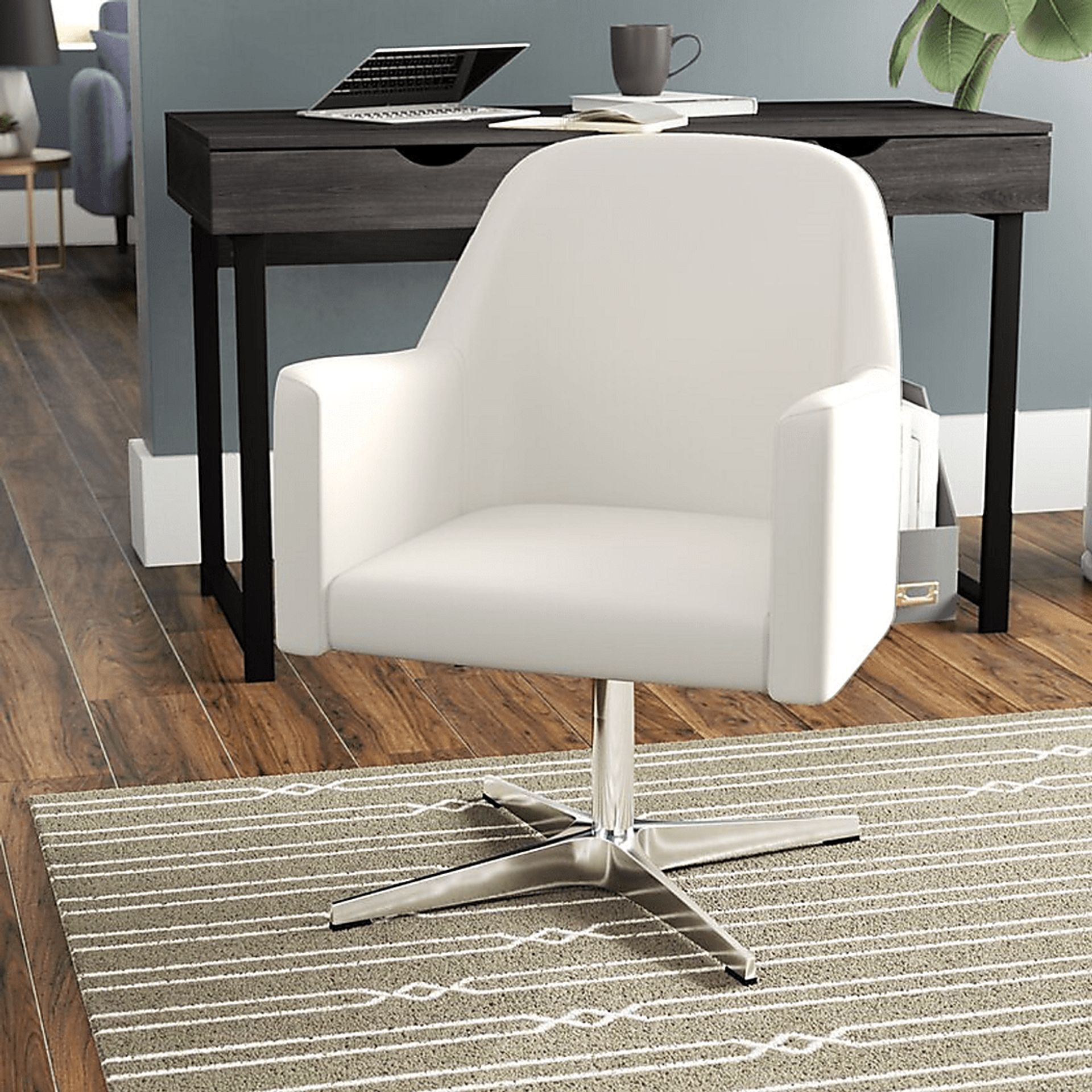 Woolfram White Swivel Accent Chair - Image 5