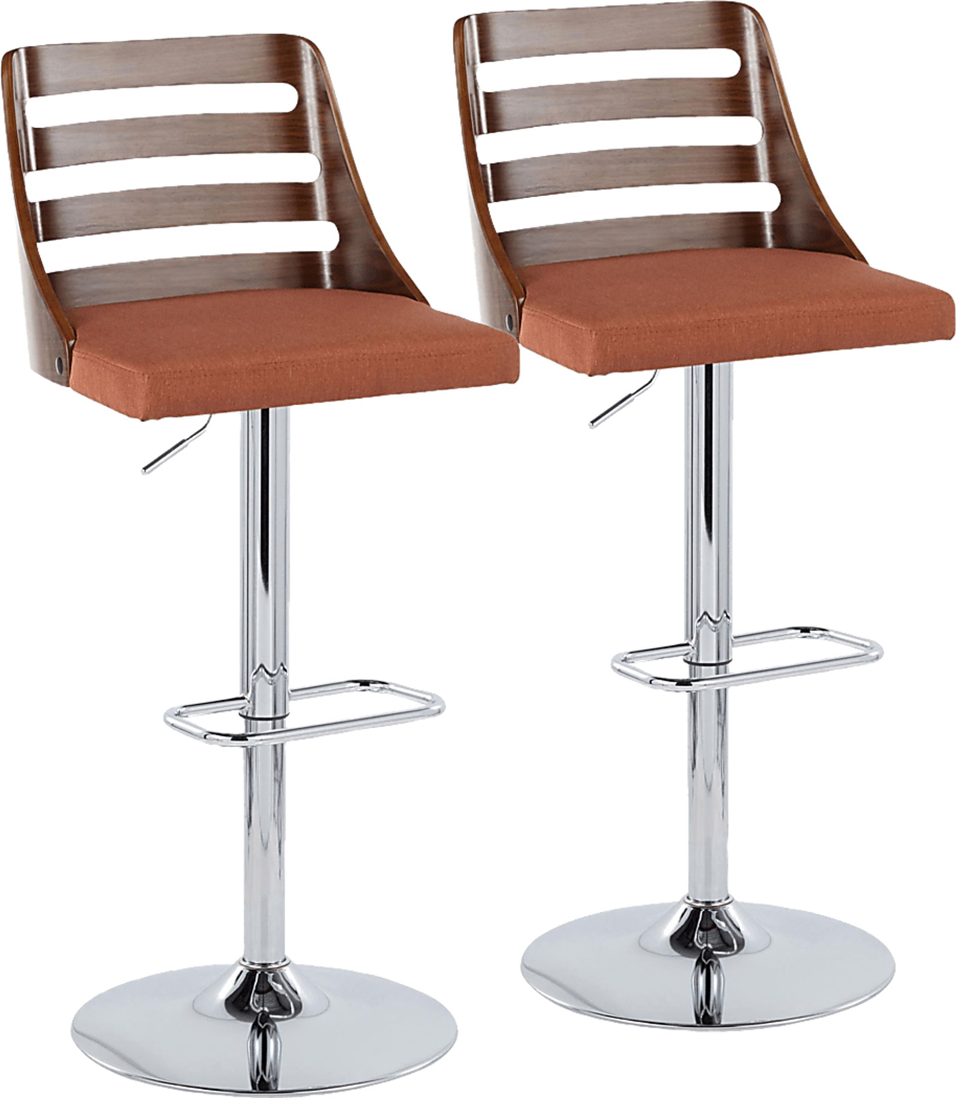 Woolwich II Orange Adjustable Swivel Barstool, Set of 2 - Image 1