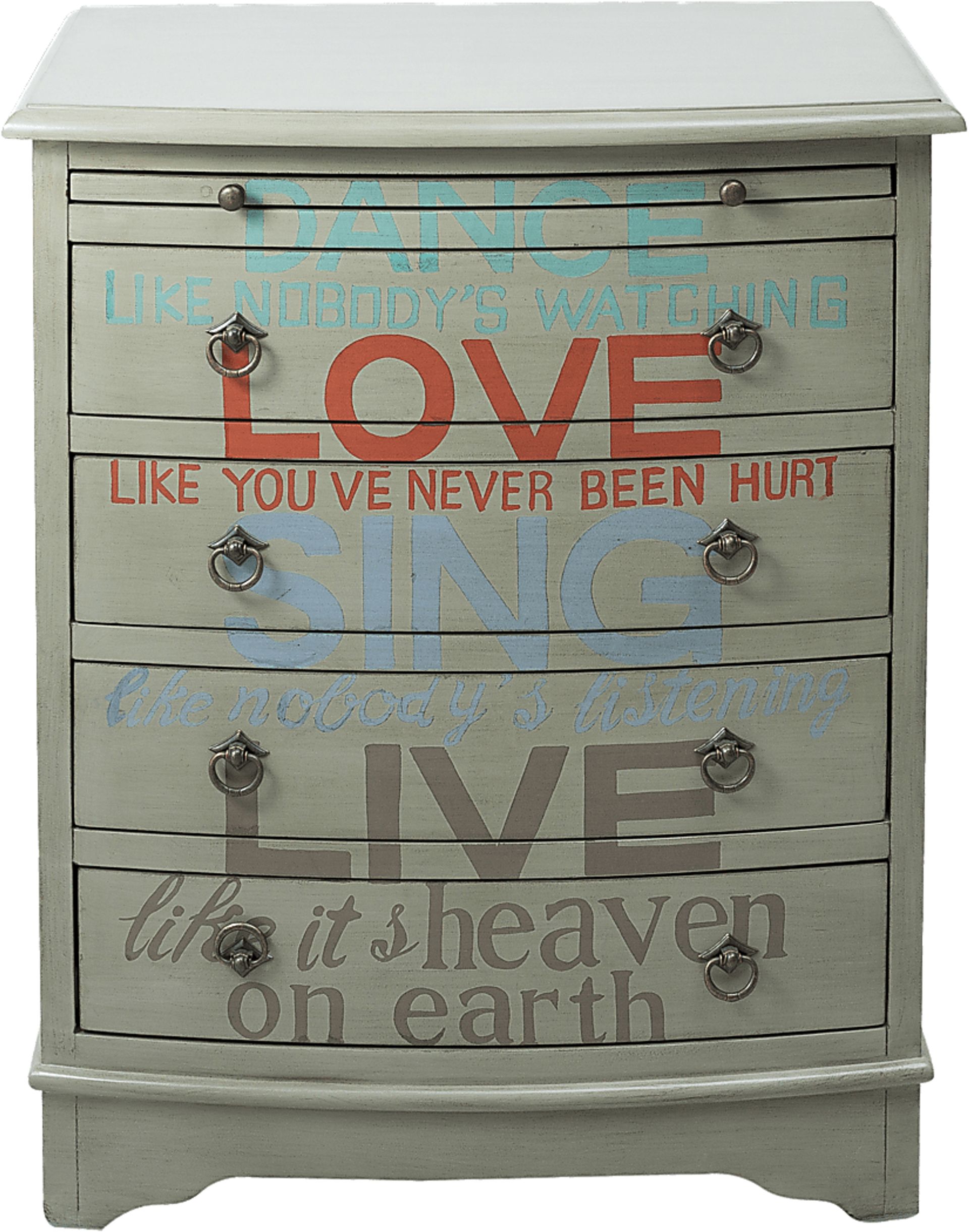 Words of Wisdom Gray Accent Cabinet - Image 1