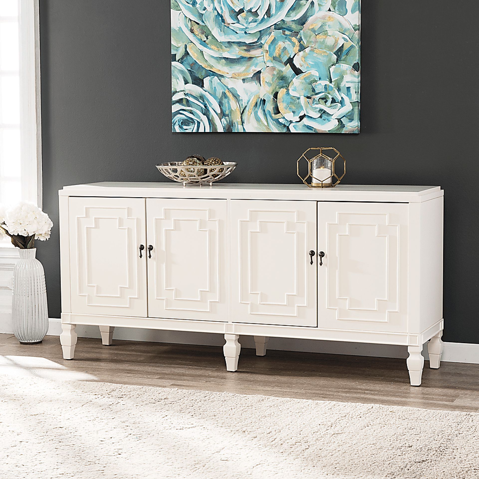 Worthen White Credenza - Image 3