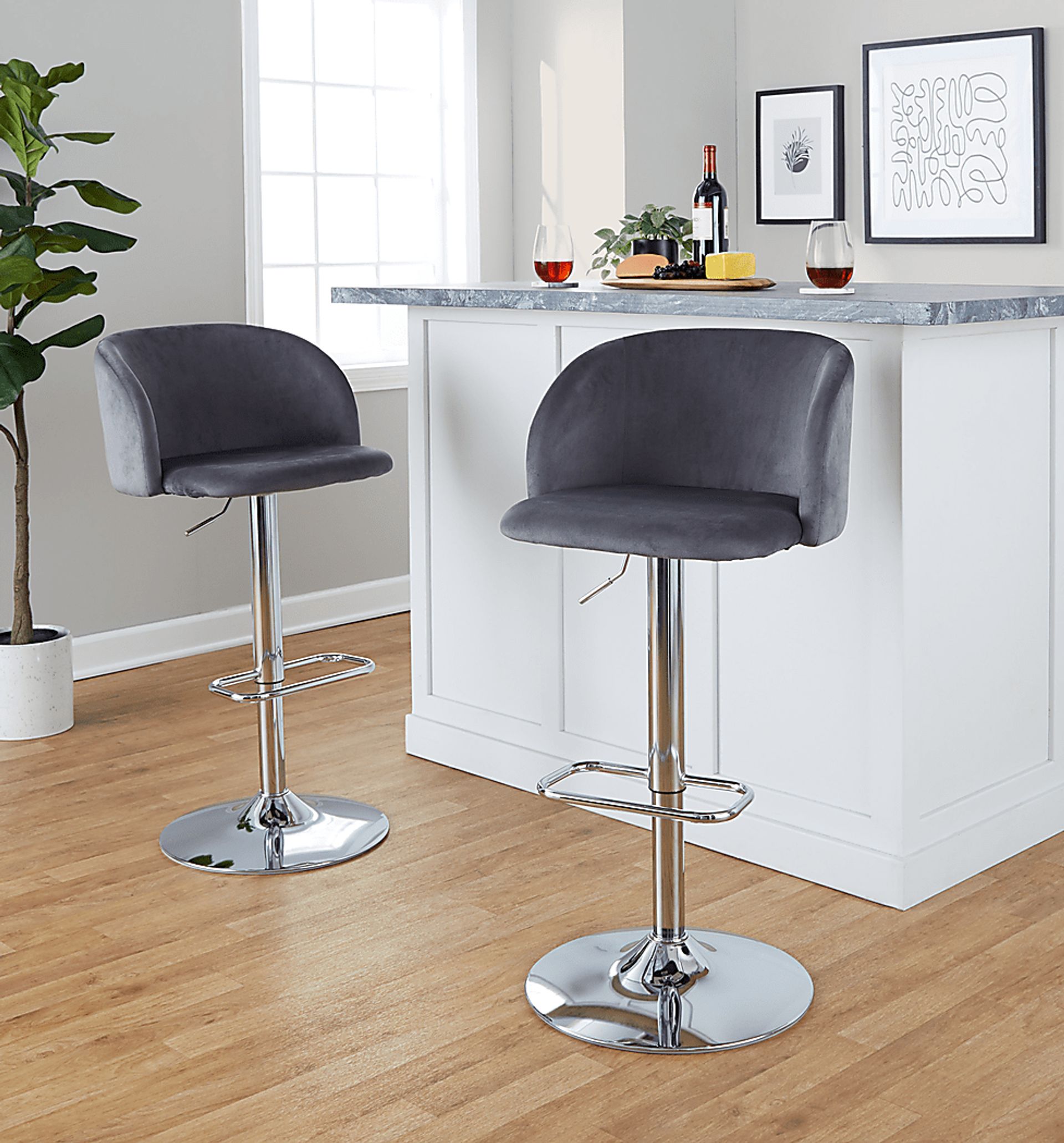 Worthford Gray Adjustable Swivel Barstool, Set of 2 - Image 2