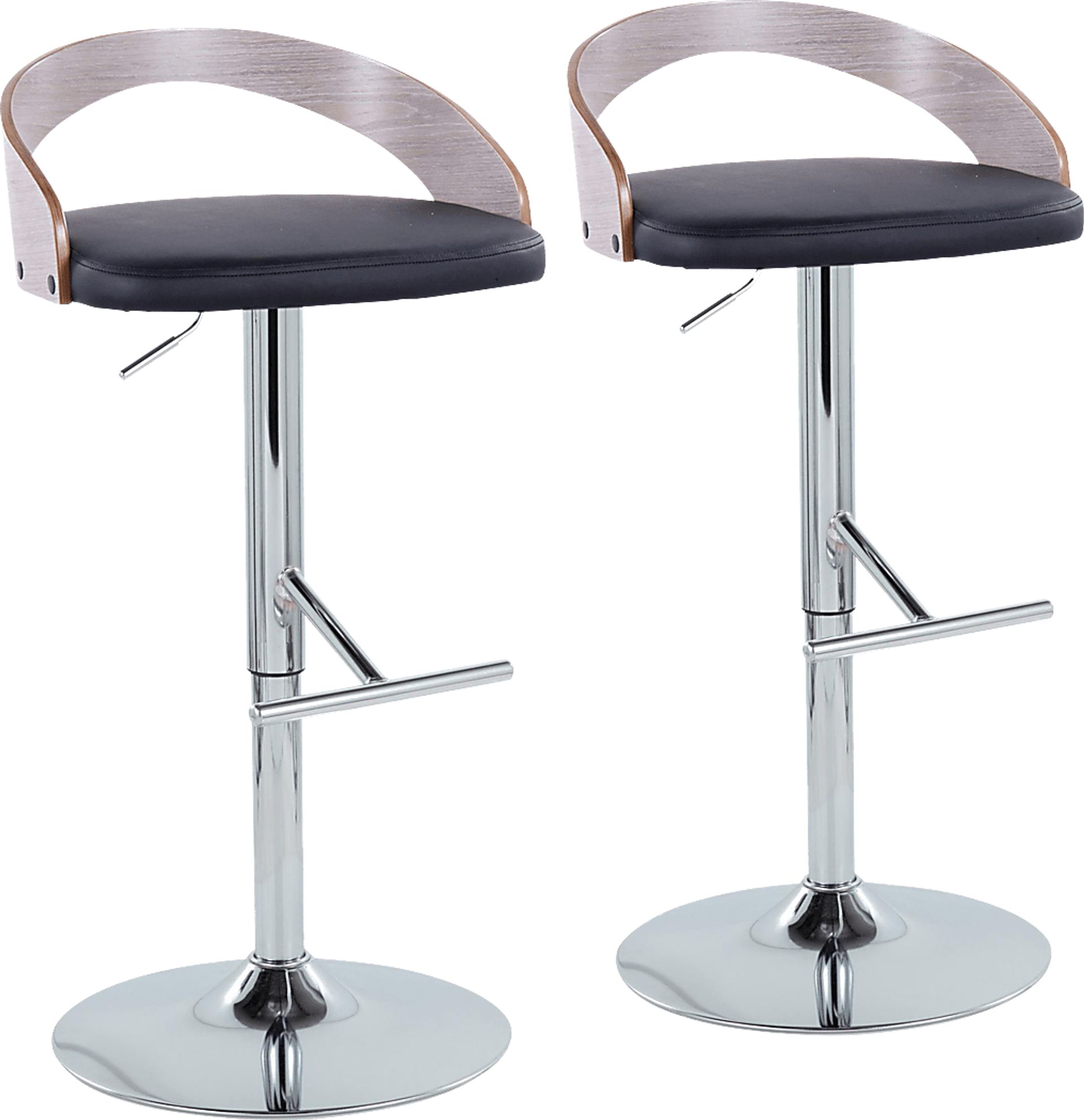 Wrayhall I Black Adjustable Swivel Barstool, Set of 2 - Image 1